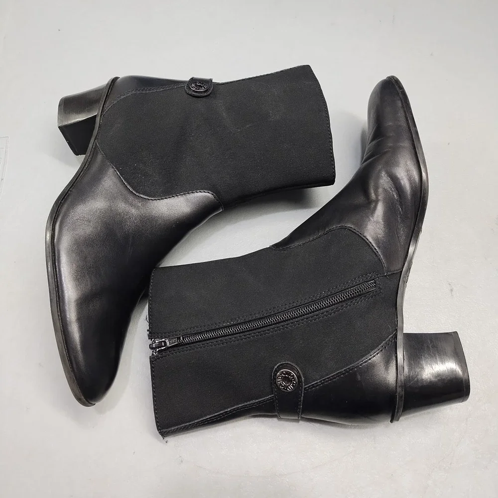 Circa Joan & David Campion Ankle Boots Womens Size 9.5W Black Comfort Side Zip